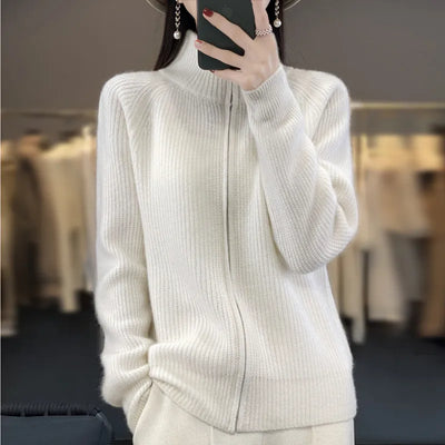 Sophie - Wool Cardigan with Zipper
