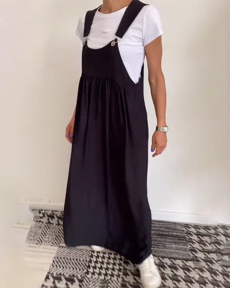 Sienna™ - Casual Solid Color Suspenders Dress