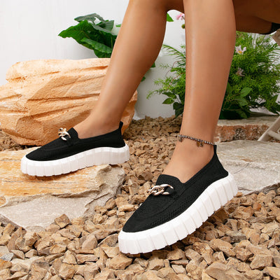 Kendra - Chain Decor Mesh Comfort Flat Loafers