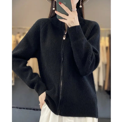 Sophie - Wool Cardigan with Zipper