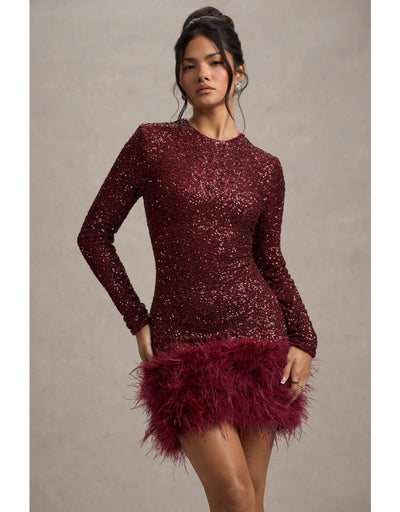 Sienna™ - Modern Sequins Feather Mini Dress