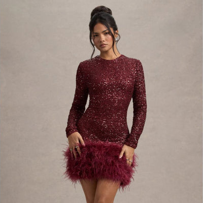Sienna™ - Modern Sequins Feather Mini Dress