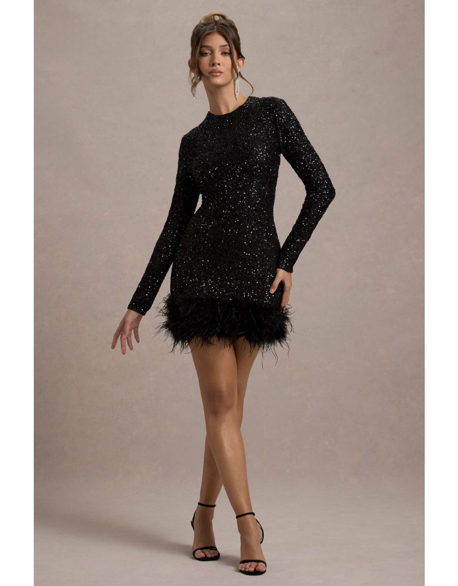 Sienna™ - Modern Sequins Feather Mini Dress