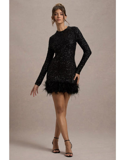 Sienna™ - Modern Sequins Feather Mini Dress
