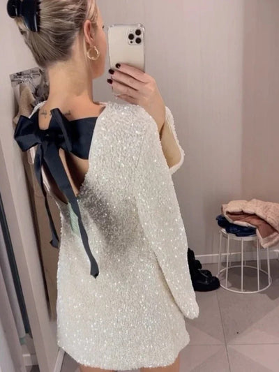 Poppy™ - Stylish Glitter Bow Dress