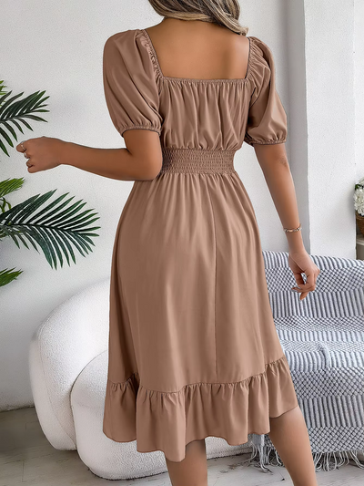 Aria™ - Stylish Short Sleeve V Neck Linen Dress