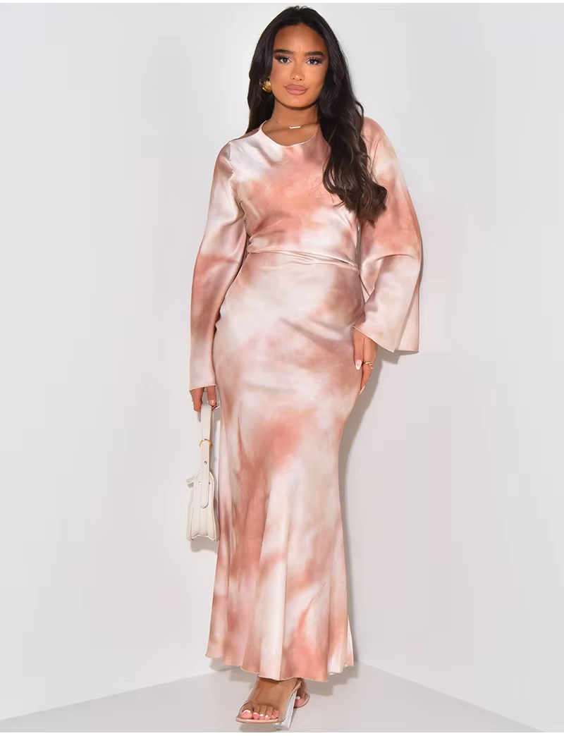 Sienna™ - Elegant Satin Printed Bandage Maxi Dress