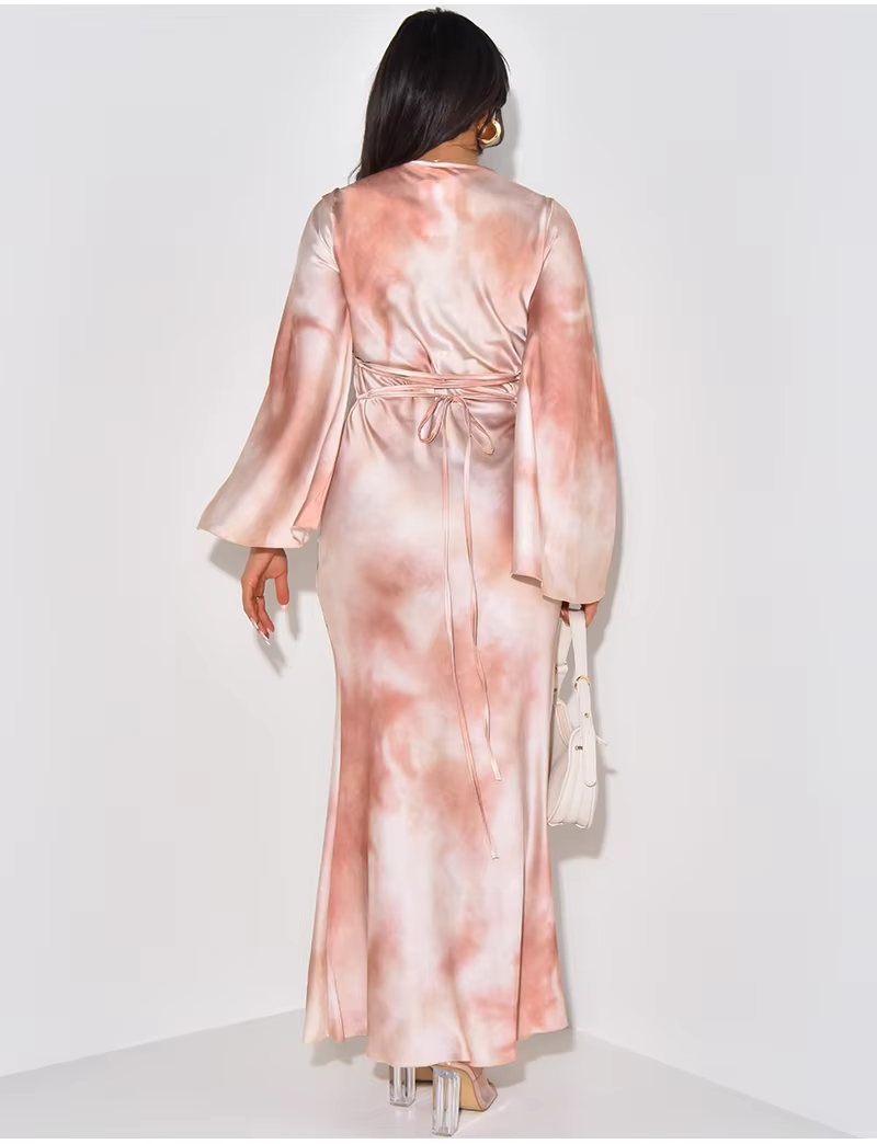 Sienna™ - Elegant Satin Printed Bandage Maxi Dress