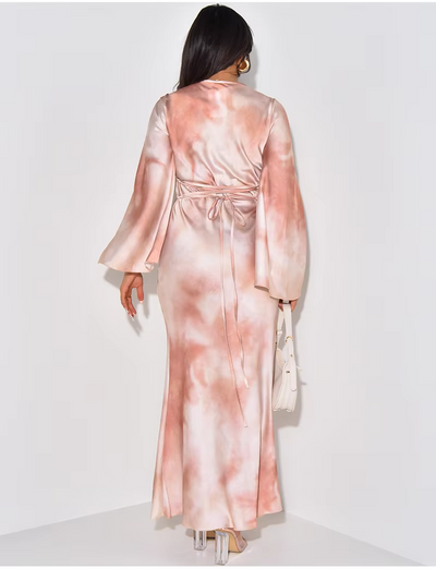 Sienna™ - Elegant Satin Printed Bandage Maxi Dress