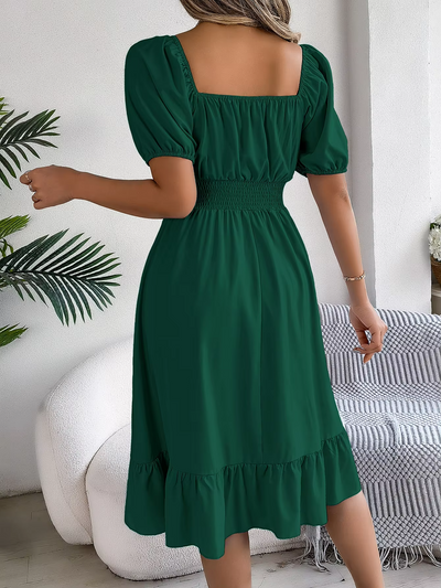 Aria™ - Stylish Short Sleeve V Neck Linen Dress