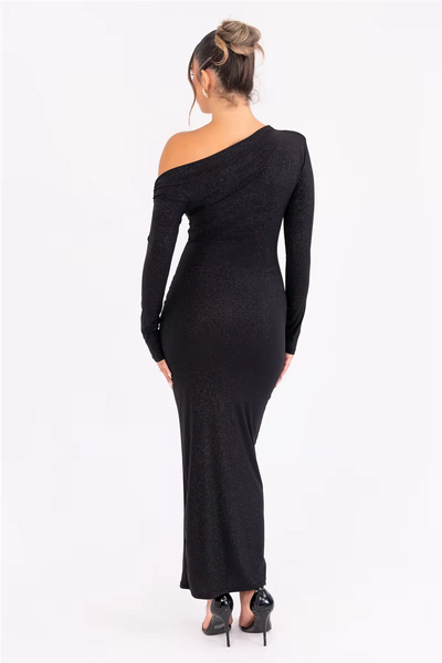 Layla™ - Elegant Sparkle Long Sleeve Maxi Dress