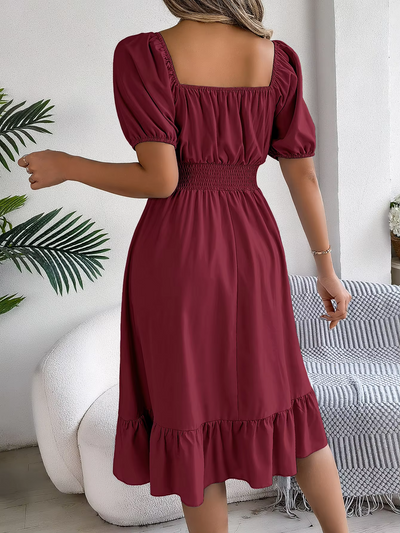 Aria™ - Stylish Short Sleeve V Neck Linen Dress