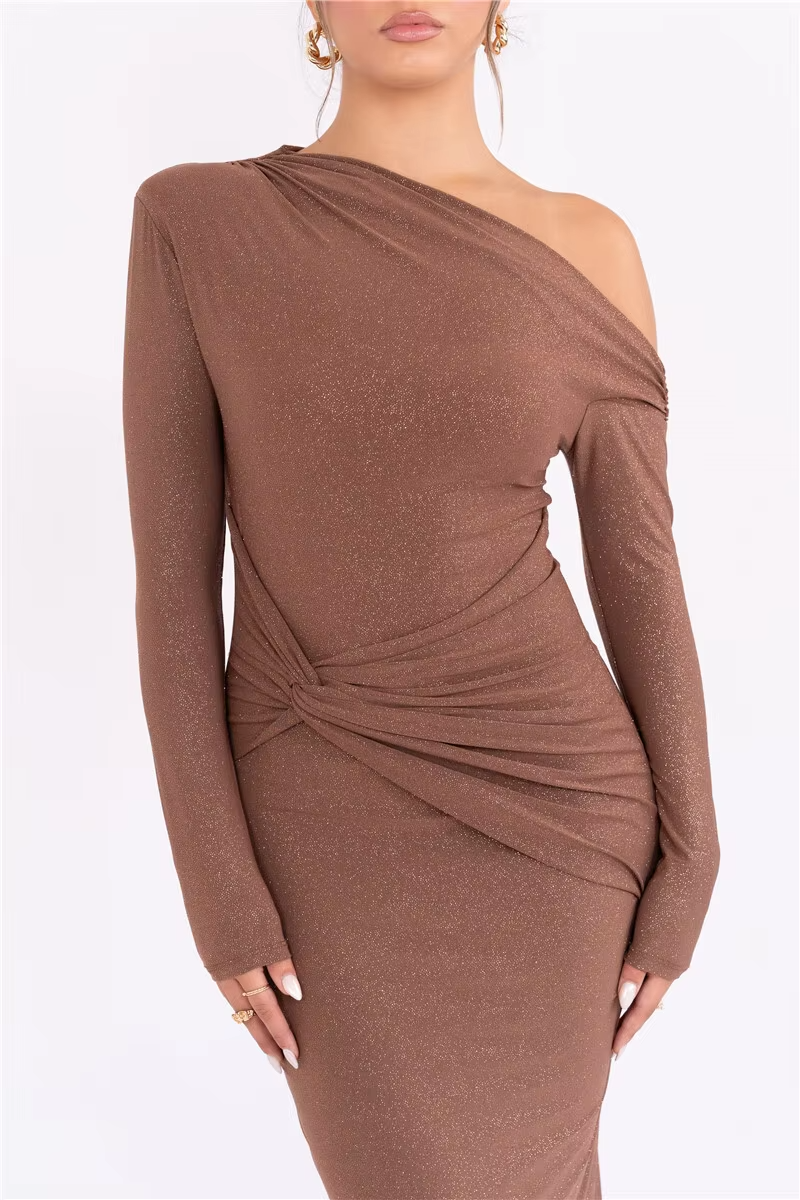 Layla™ - Elegant Sparkle Long Sleeve Maxi Dress