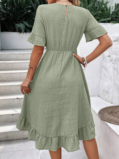 Freya™ - Elegant Ruffled Round Collar Dress