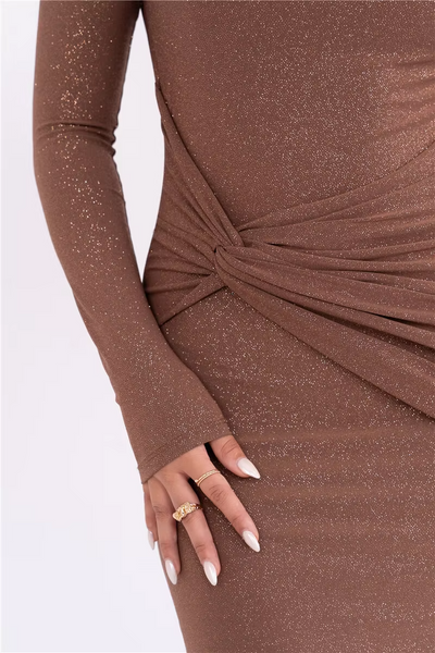 Layla™ - Elegant Sparkle Long Sleeve Maxi Dress