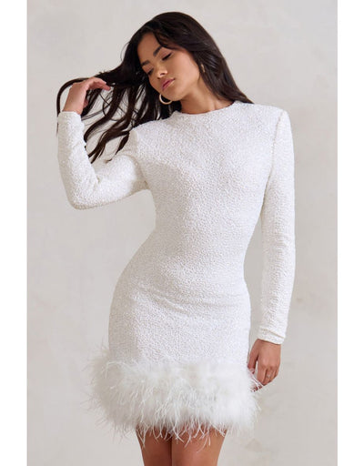 Sienna™ - Modern Sequins Feather Mini Dress