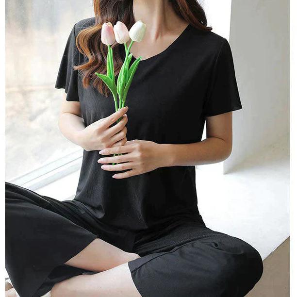 Ivy™ - Soft Ice Silk T-Shirt with Pants Set