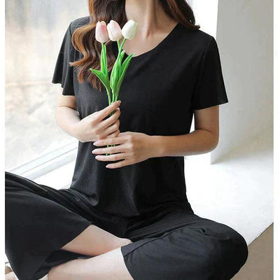 Ivy™ - Soft Ice Silk T-Shirt with Pants Set