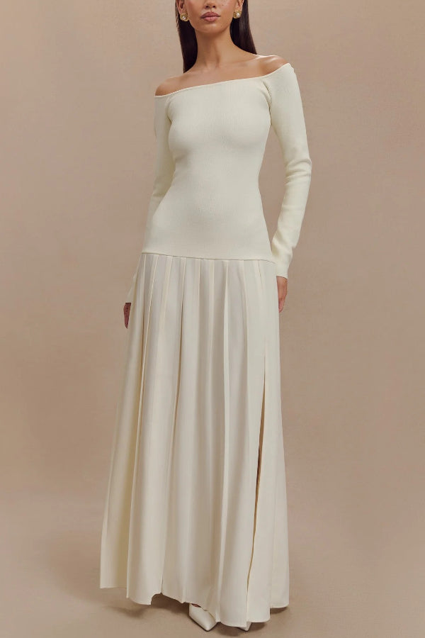 Aria™ - Retro Bardot-neck Maxi Dress