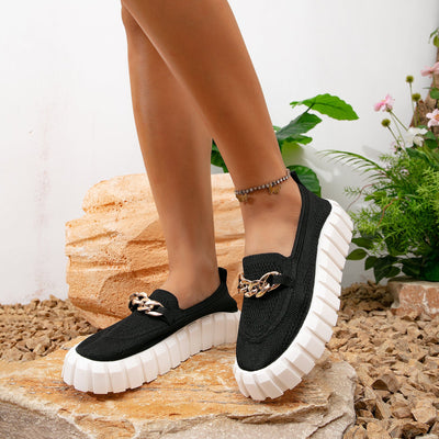 Kendra - Chain Decor Mesh Comfort Flat Loafers