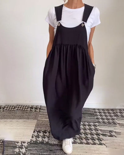 Sienna™ - Casual Solid Color Suspenders Dress