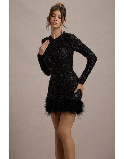Sienna™ - Modern Sequins Feather Mini Dress