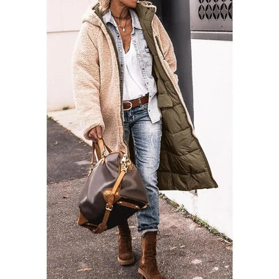 Chloe™ - Comfortable warm fleece long puffer jacket with hood