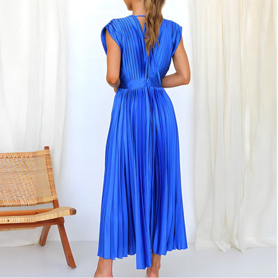 Stella™ - Elegant V-neck Pleated Maxi Dress