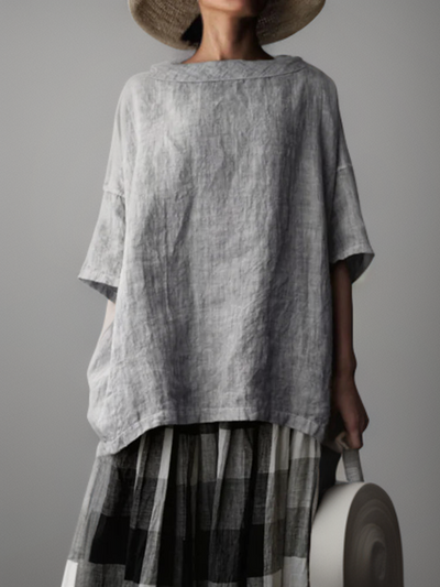 Violet™ - Vintage Oversized Boat Neck Tunic