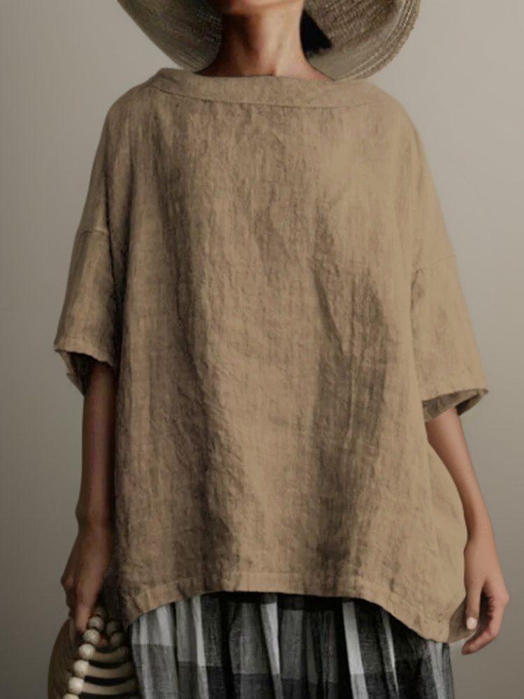 Violet™ - Vintage Oversized Boat Neck Tunic