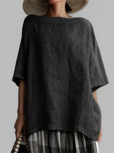 Violet™ - Vintage Oversized Boat Neck Tunic