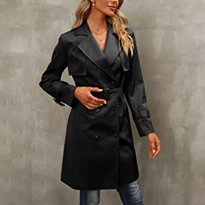 Sienna™ - Modern Double-Breasted Windbreaker Coat