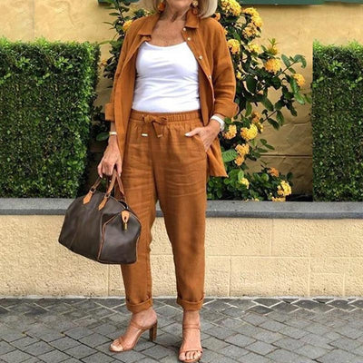 Poppy™ - Comfortable Long Sleeve Blouse And Pants Set