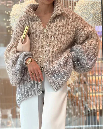 Sophie™ - Elegant glittery silk cardigan sweater