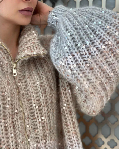 Sophie™ - Elegant glittery silk cardigan sweater