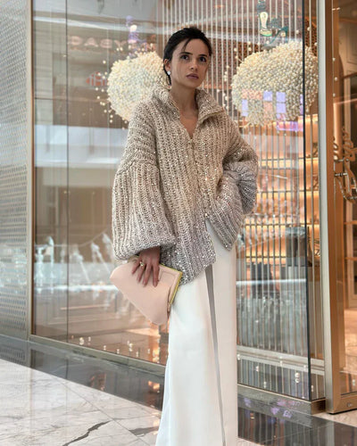 Sophie™ - Elegant glittery silk cardigan sweater