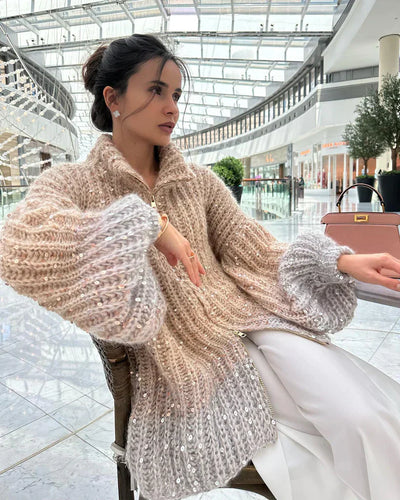 Sophie™ - Elegant glittery silk cardigan sweater