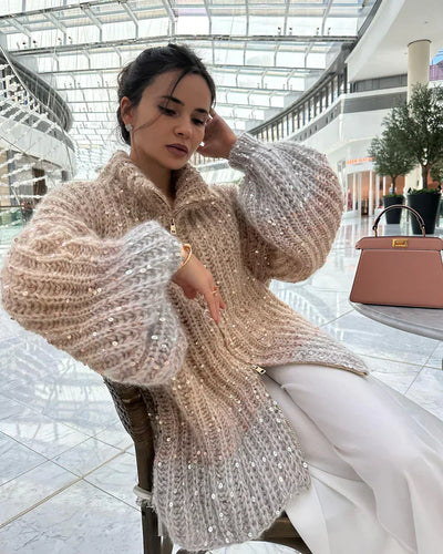Sophie™ - Elegant glittery silk cardigan sweater