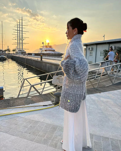 Sophie™ - Elegant glittery silk cardigan sweater